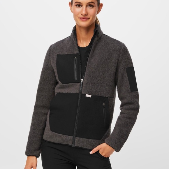 Women's Figs On-Shift Sherpa Jacket in Black - Picture 10 of 16